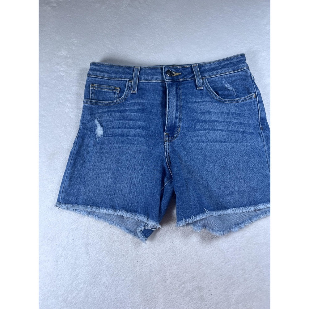 Just Black Denim Shorts Womens 29 Blue High Rise Distressed Cutoff Frayed Hem